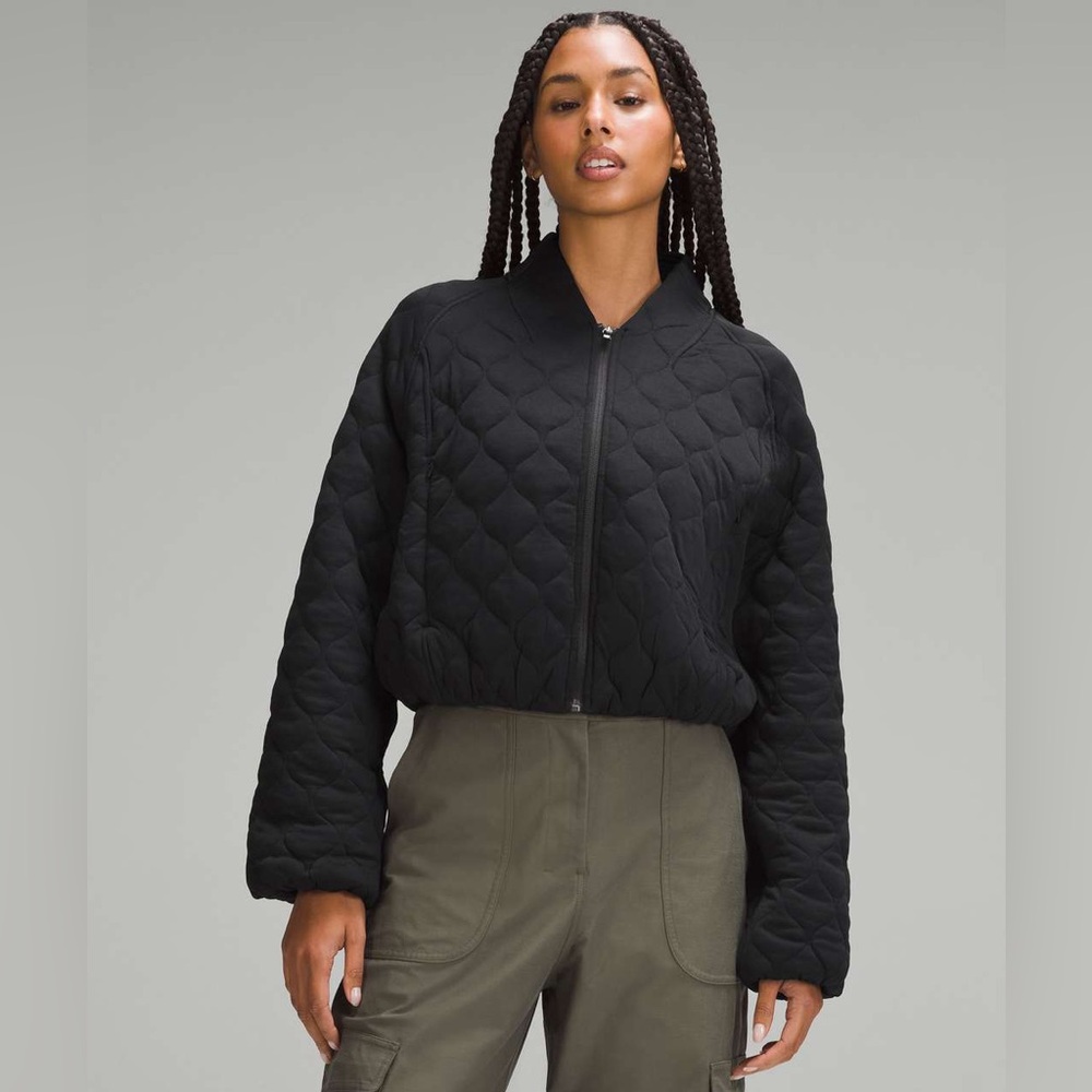 Lululemon Black Quilted Bomber Jacket - size 2 - NWOT